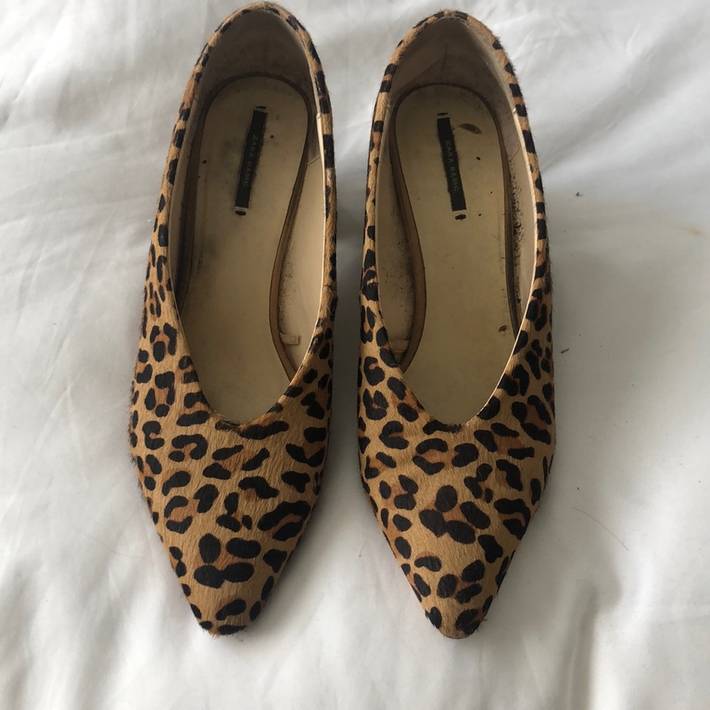 Zara leopard pony hair block heel